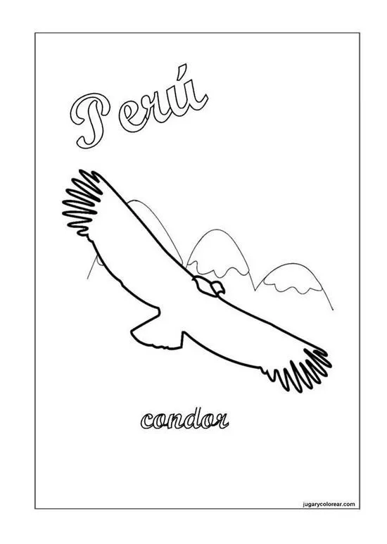 Dibujos Peru para colorear -Manualidades Infantiles | Condor dibujo, Dibujos, Manualidades