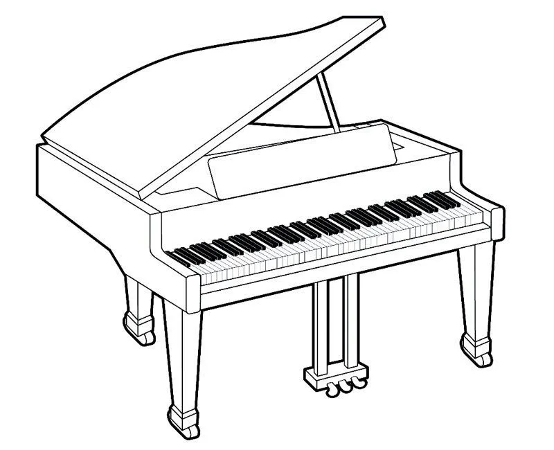 Dibujos de un piano para colorear con los niños