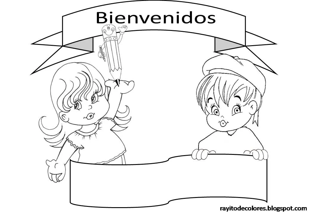 Dibujos para pintar: Carteles de Bienvenida a clases.