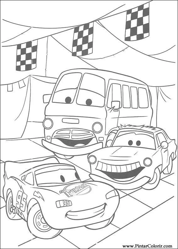 Drawings To Paint & Colour Lightning Mcqueen - Print Design 022