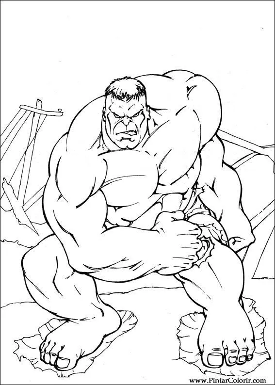 Dibujos para pintar y colorear Hulk - Diseño de impresión 068