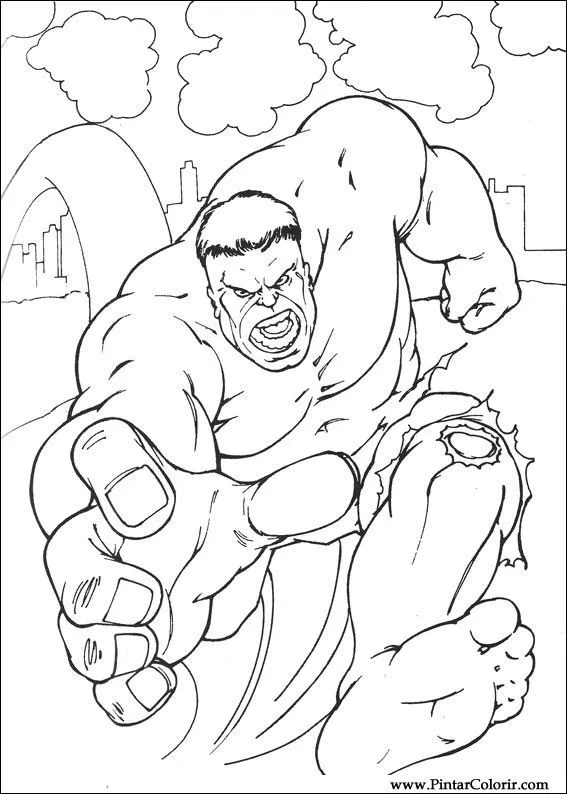 Dibujos para pintar y colorear Hulk - Diseño de impresión 018