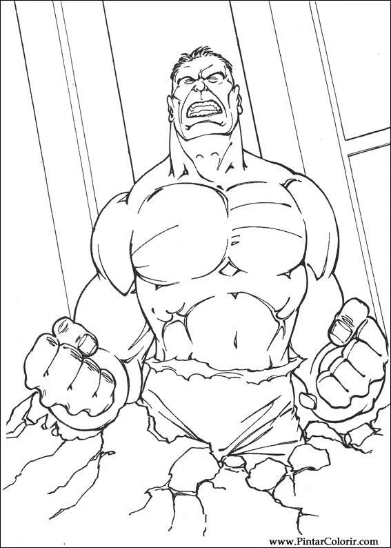 Dibujos para pintar y colorear Hulk - Página 6