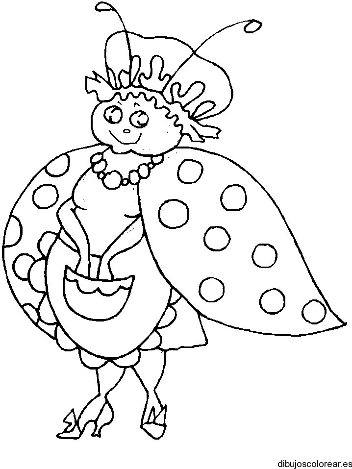 Dibujo de una mariquita con delantal | Dibujos para Colorear