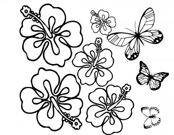 Dibujos para pintar de flores y mariposas de primavera | Colorear ...