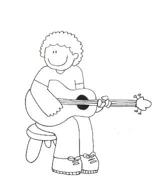 DIBUJOS PARA PINTAR NIÑOS TOCANDO INSTRUMENTOS MUSICALES