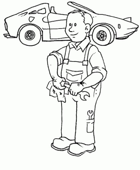 Dibujos para pintar: Oficio: Mecánico para pintar.