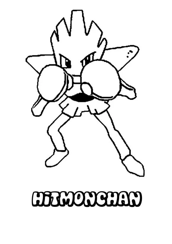 Dibujos para pintar POKEMON LUCHA, Pokemon Hitmonchan para imprimir