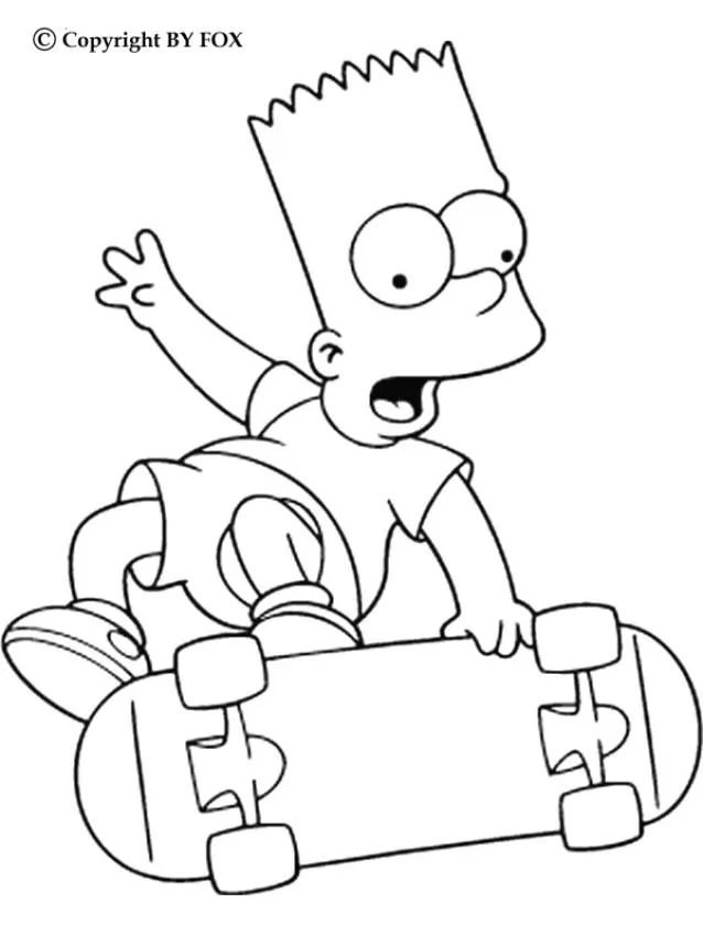 Dibujos para colorear bart simpson patina - es.hellokids.com