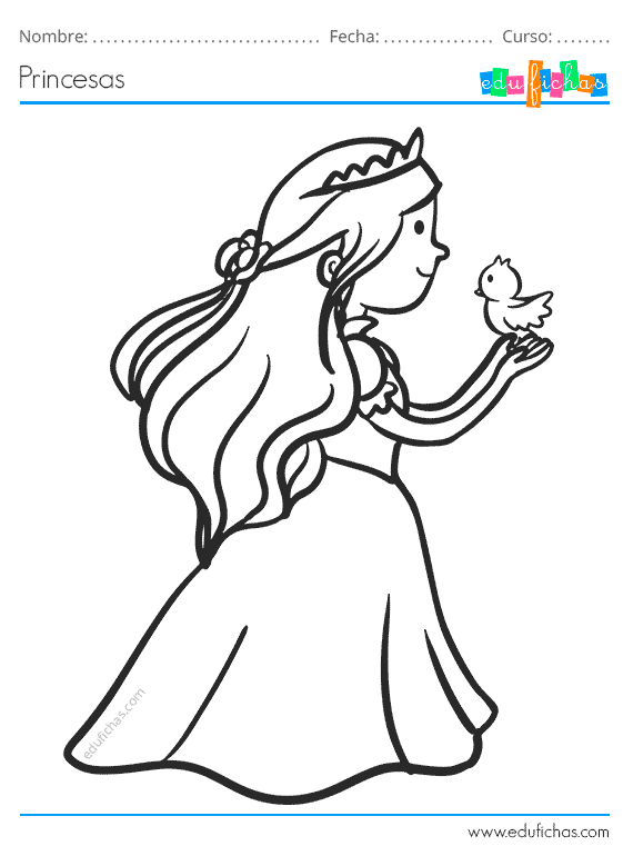 Dibujos de Princesas para Colorear. Imprimir PDF Gratis.