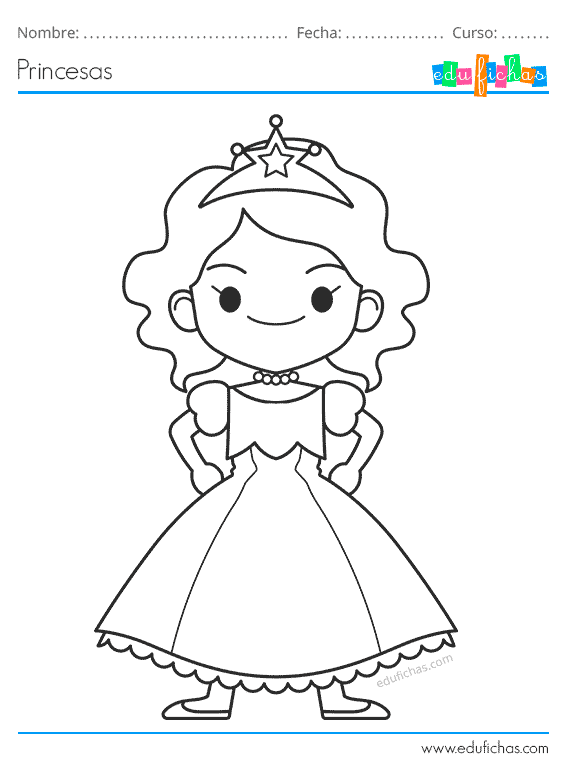 Dibujos de Princesas para Colorear. Imprimir PDF Gratis.