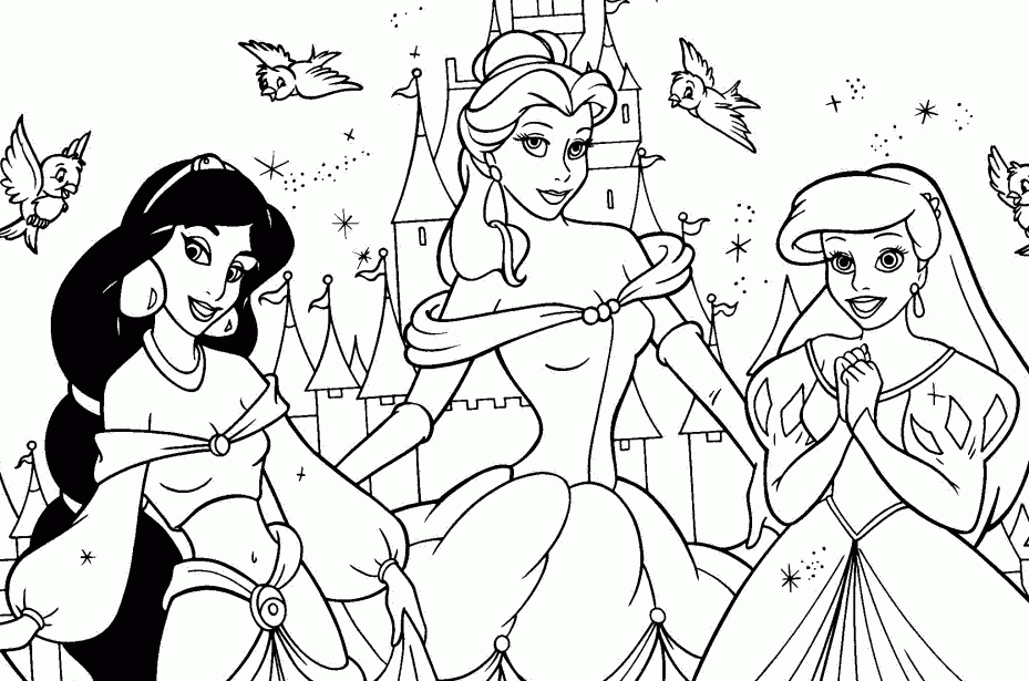 Dibujos de Princesas Disney en un castillo