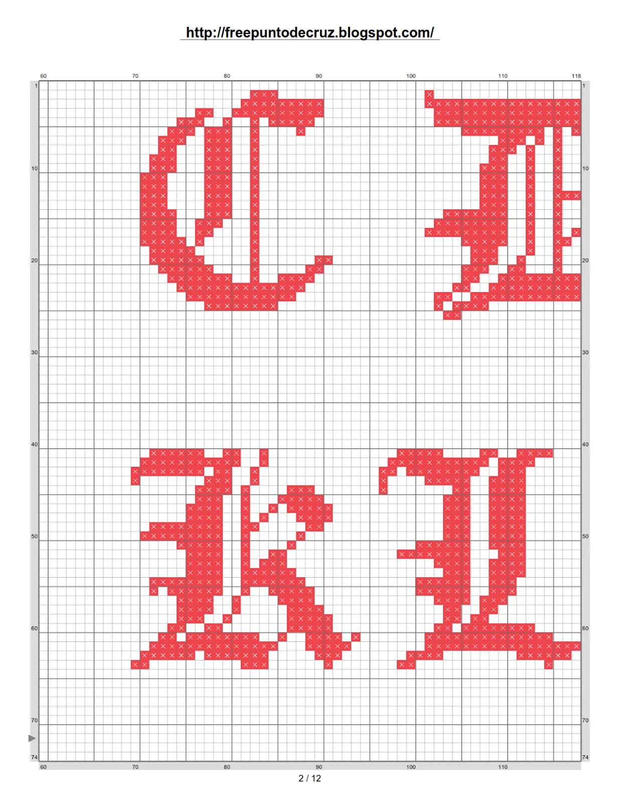 Dibujos Punto de Cruz Gratis: Abecedario Gotico en patrones punto ...