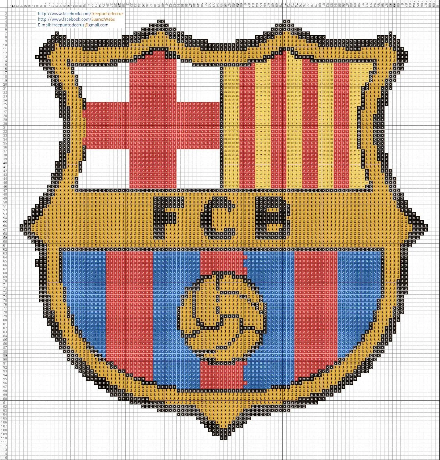 Dibujos Punto de Cruz Gratis: Escudo Barcelona punto de cruz