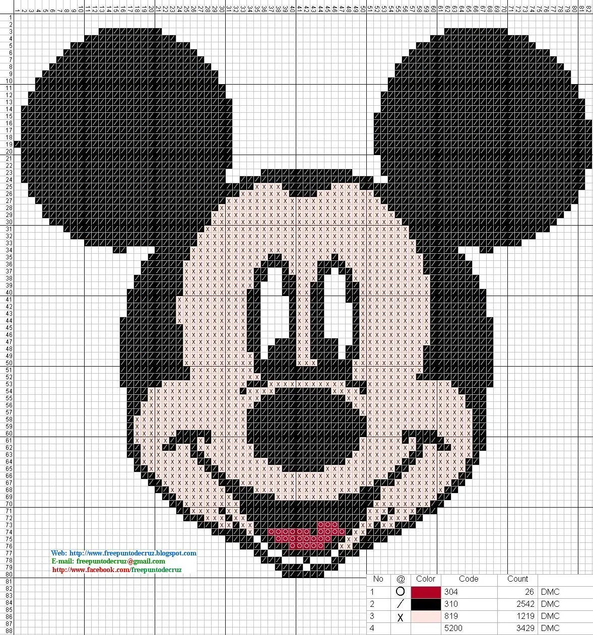 Dibujos Punto de Cruz Gratis: Mickey Mouse - Cross Stitch Punto de Cruz