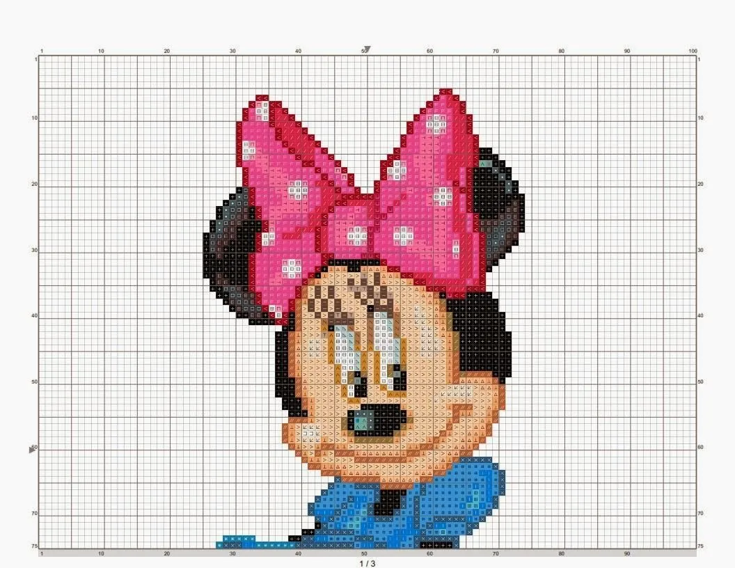 Dibujos Punto de Cruz Gratis: Minnie Mouse Cross Stitch Pattern - Punto de cruz