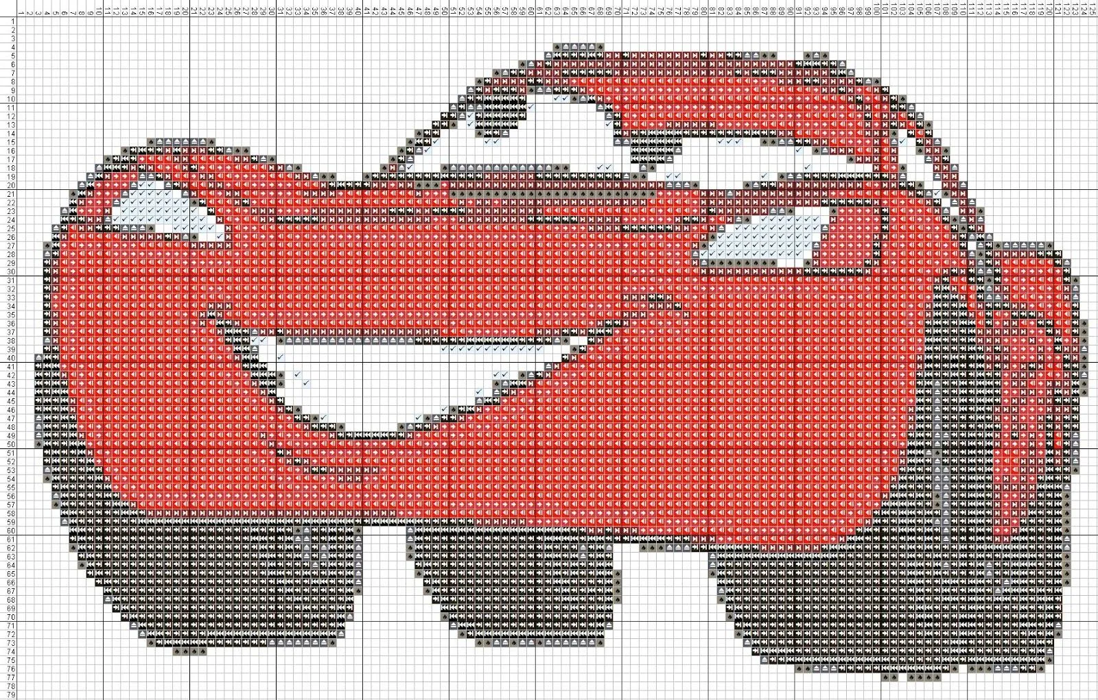 Dibujos Punto de Cruz Gratis: Rayo mcqueen - Punto de crúz