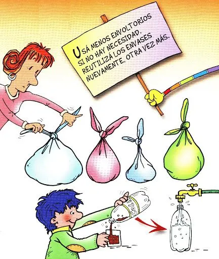 DIBUJOS DE LAS CINCO R: RECICLAR REDUCIR RECHAZAR RECUPERAR REUSAR
