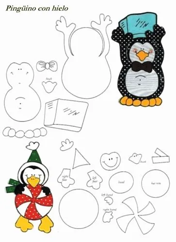 Dibujos recortables para niños pingüinos | Jugar y colorear