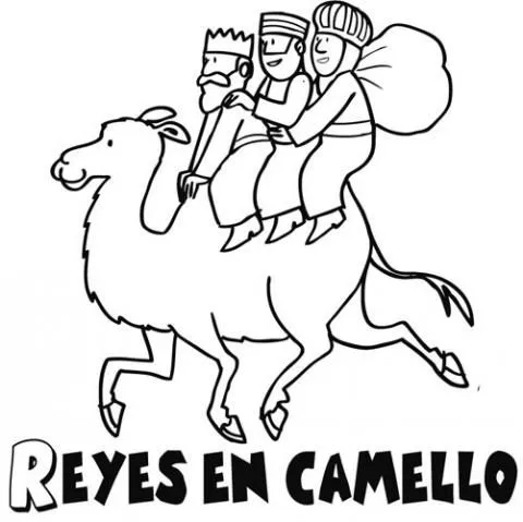 Dibujos de Reyes Magos en camello para colorear