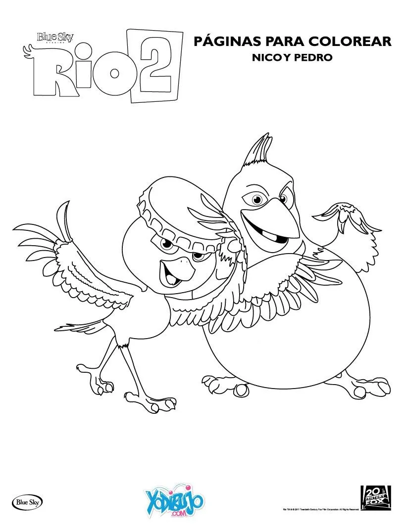 Dibujos de RIO 2 para colorear - Nico y Pedro