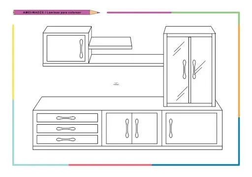 DIBUJOS DE COSAS DEL SALON PARA COLOREAR EL SALON DE LA CASA