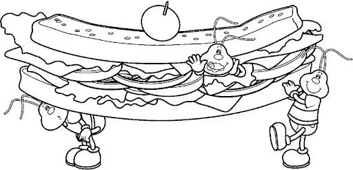 DIBUJOS DE SANDWICHES PARA COLOREAR