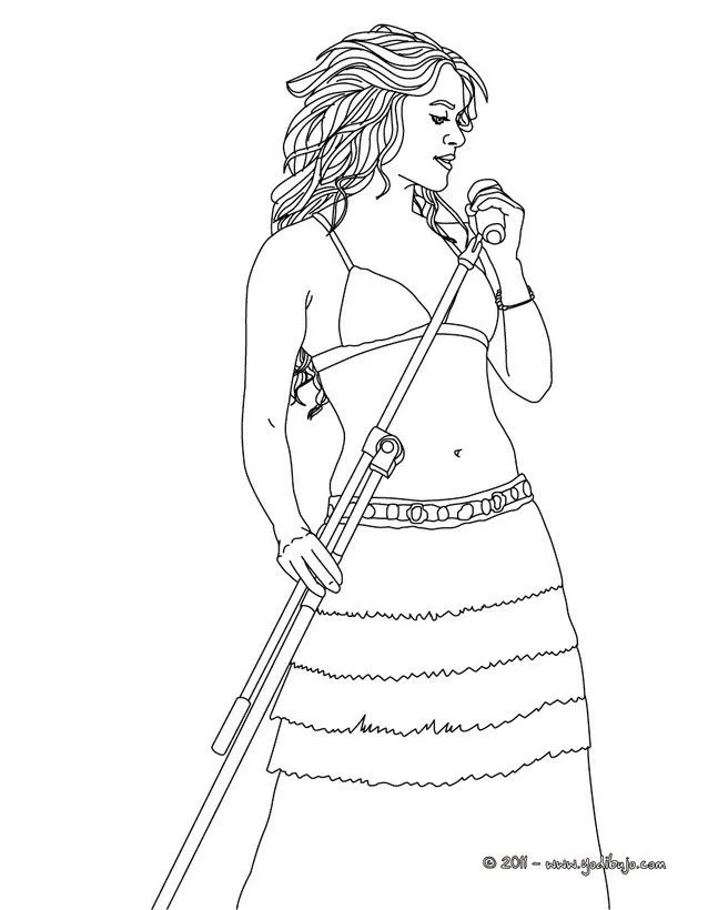 Dibujos de SHAKIRA para colorear - Shakira cantando