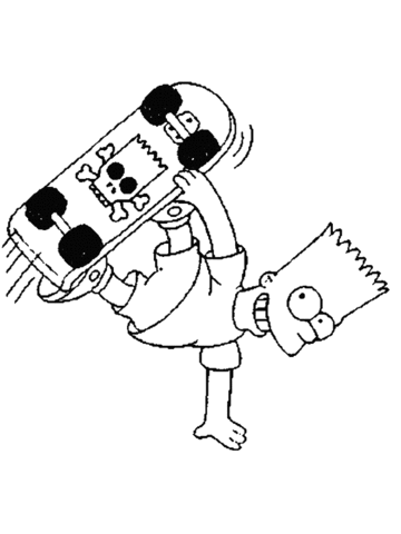 Bart On Skateboard coloring page | Super Coloring