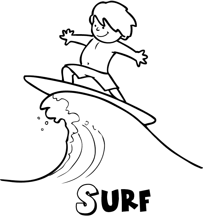 Dibujos de Surf en verano para colorear