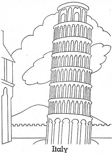 DIBUJOS TORRE DE PISA PARA COLOREAR