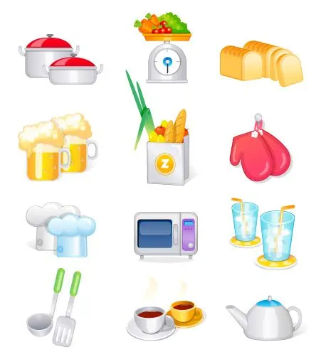 Suministros de cocina, utensilios de cocina vector icono Free Download