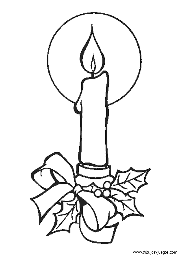 dibujos-velas-navidad-025 | Dibujos y juegos, para pintar y colorear