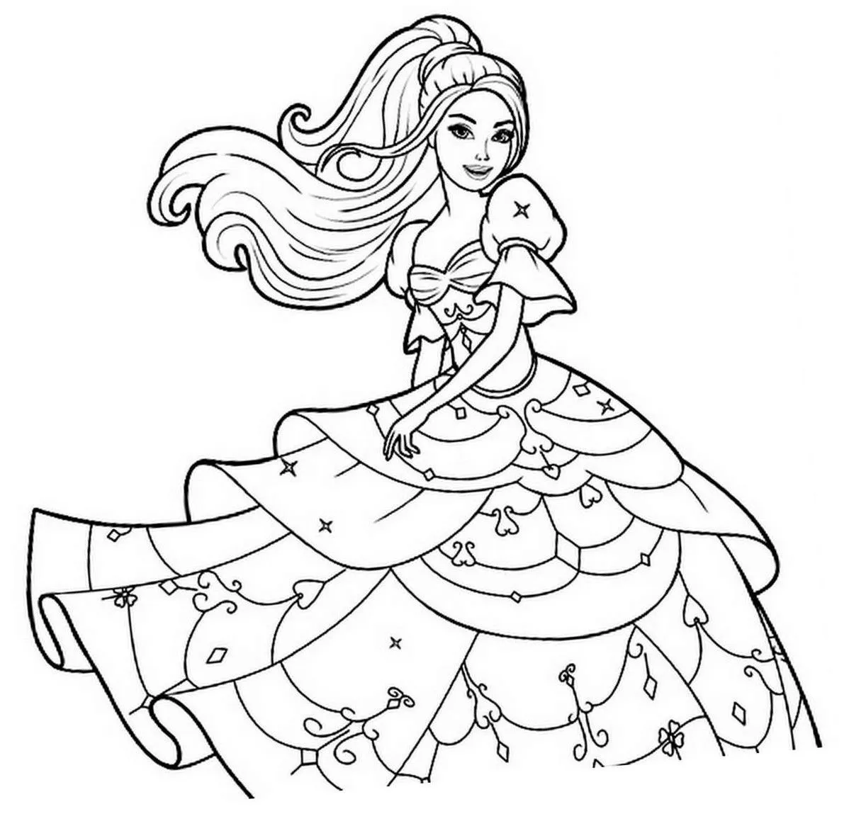 Dibujos de los vestidos de Barbie para colorear