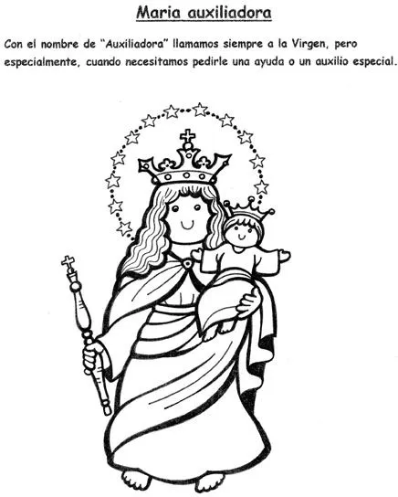 Dibujos virgen Maria auxiliadora para colorear