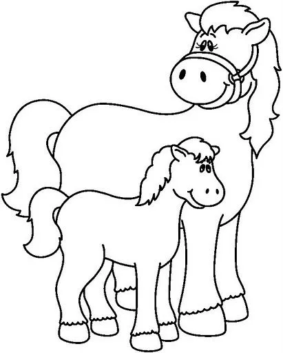 DIBUJOS YEGUA Y POTRILLO PARA PINTAR | FICHAS PARA PINTAR ...