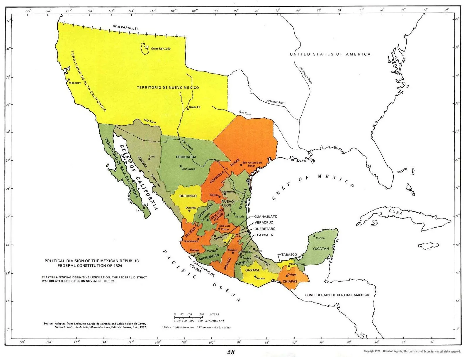 Dichtung und Wahrheit: Mapa de México en 1824