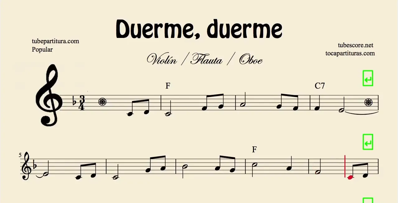 diegosax: Duerme Duerme Partitura Popular de Flauta, Violín ...