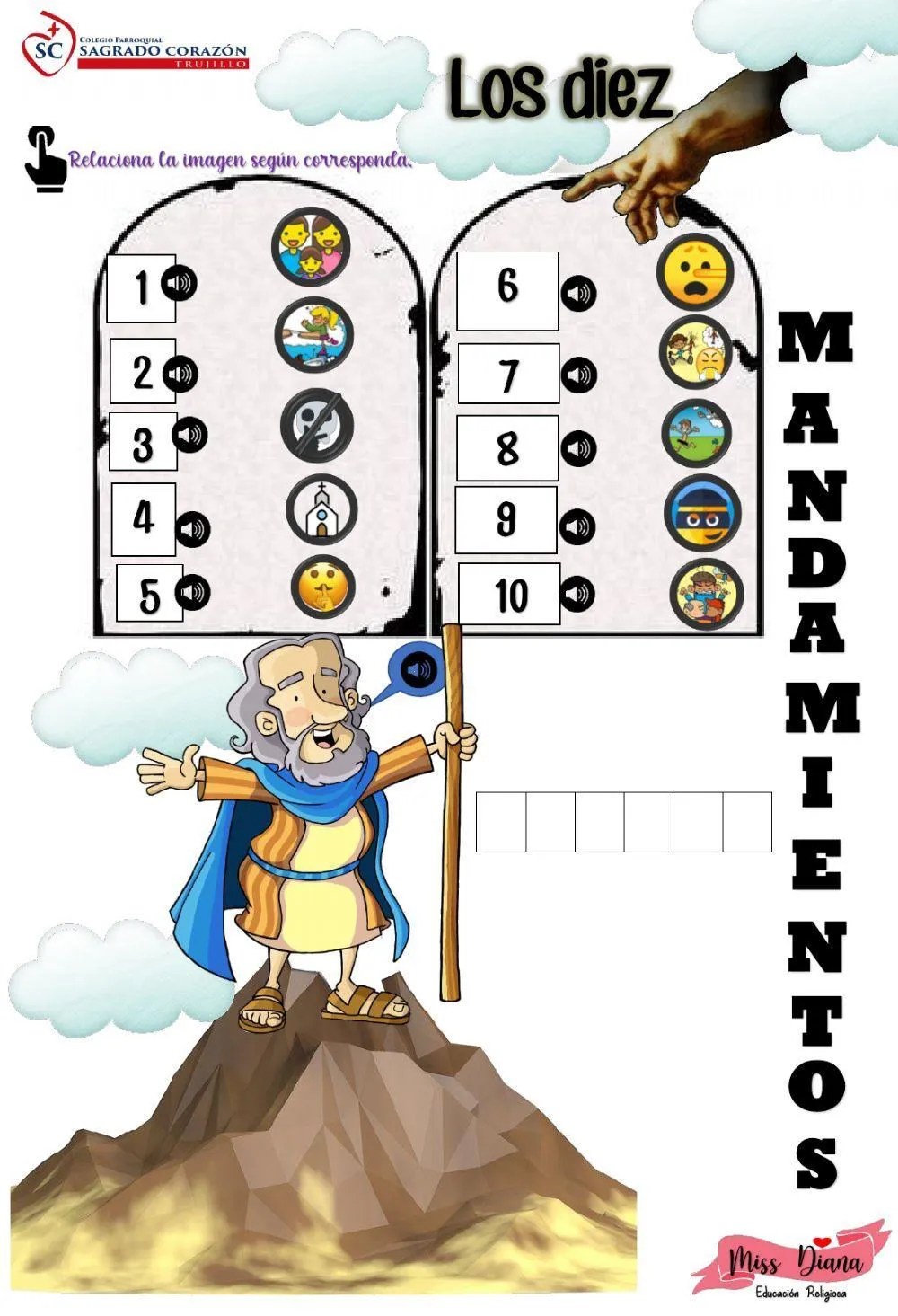 Los diez mandamientos activity | Live Worksheets