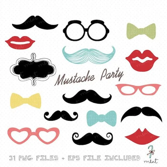 Digital bigote fiesta Digital Clipart Kit para por memomint en Etsy