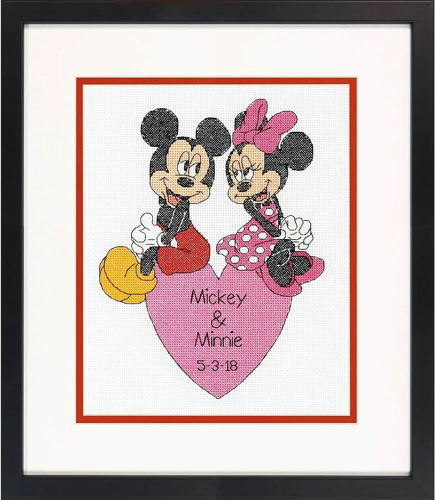 Dimensions Mickey Mouse y Minnie Mouse - Juego de punto de cruz para principiantes, 14 unidades, tela blanca Aida, 20,3 x 25,4 cm : Amazon.com.mx: Hogar y Cocina