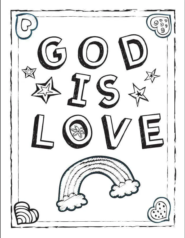 Dios es Amor para colorear, imprimir e dibujar –ColoringOnly.Com