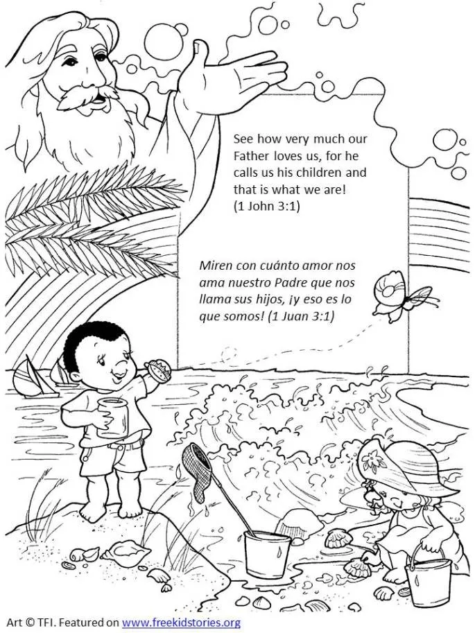 Dios es mi Padre: paginas para pintar – God is My Father coloring pages –  Free Kids Stories