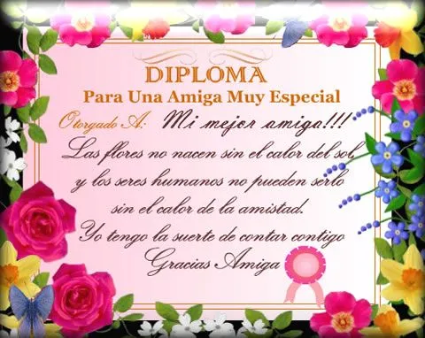 Diploma De Mejor Amiga 39 Imagen Para Facebook