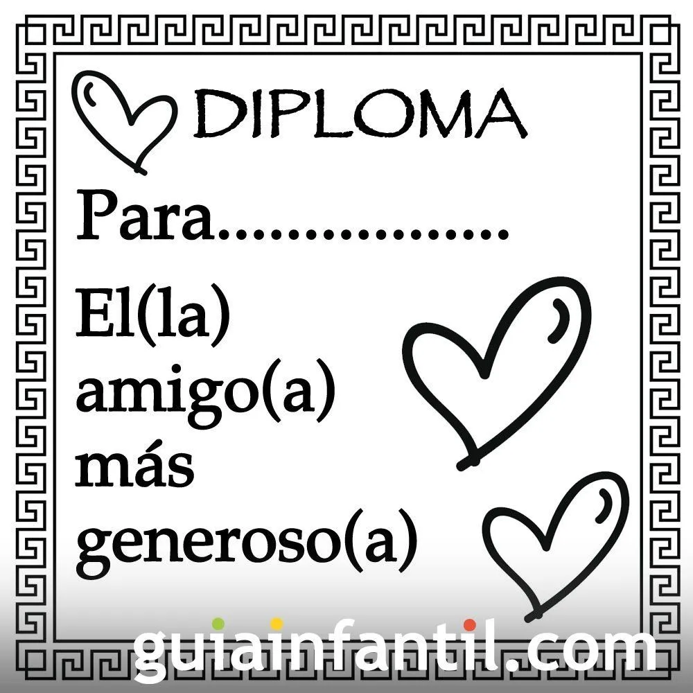 Diploma para el amigo más generoso