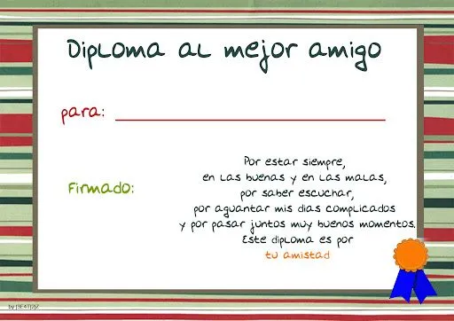 Diploma mejor amigo para imprimir - Imagui