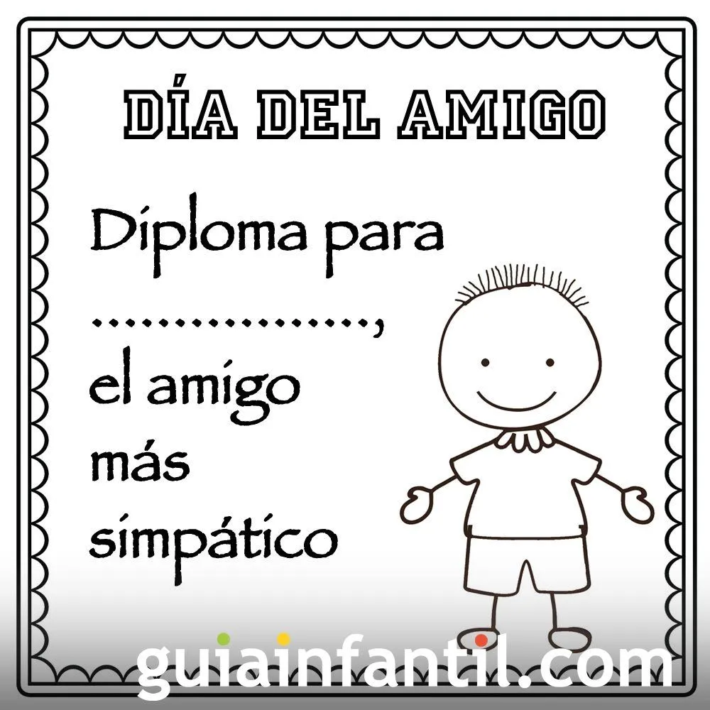 Diploma al amigo más simpático para imprimir