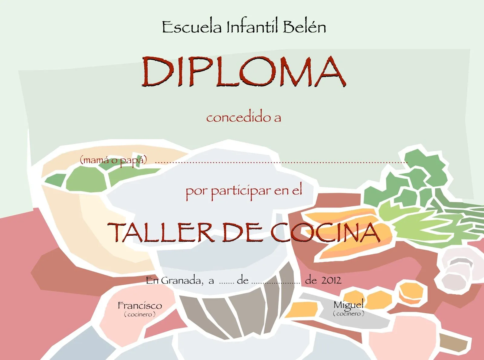 Diplomas de cocina para imprimir - Imagui