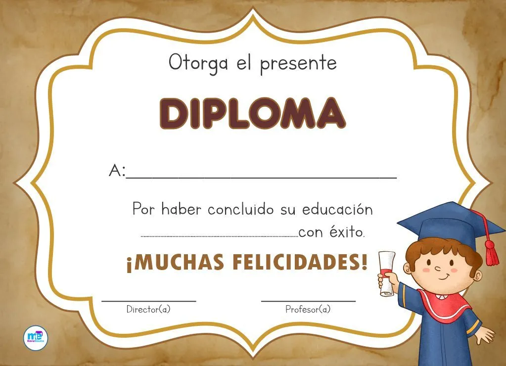 DIPLOMA 5 EDITABLE PARA CIERRE DEL AÑO ESCOLAR - Materiales Educativos