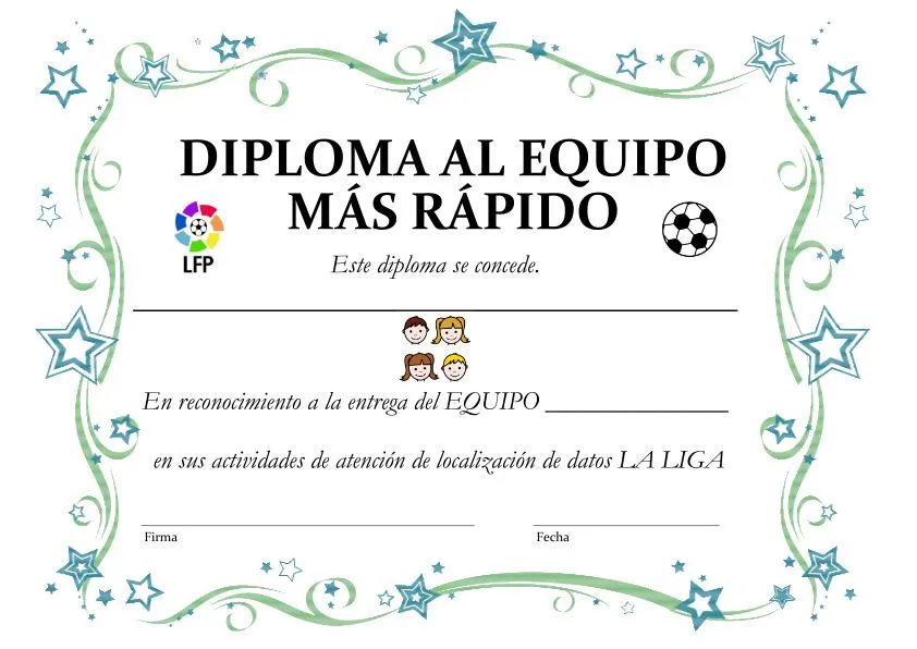 diploma AL EQUIPO MÁS RÁPIDO de la clase